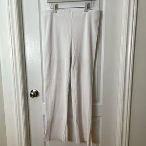 H&M white ribbed wide leg pangs with stretchy waist